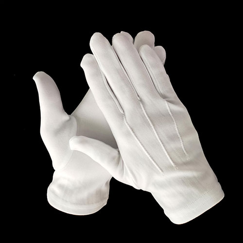 3 Straps White Doorman Parade Gloves by Polyester Application
