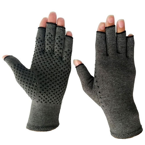 Fingerless Therapeutic Compression Gloves with Grips